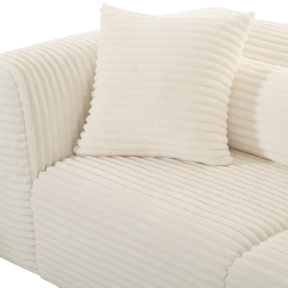 Telav 86” Fluffy Oversized Cream Performance Corduroy Modular Loveseat