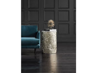 Garden Silver Foil With White Marble Top Accent Table