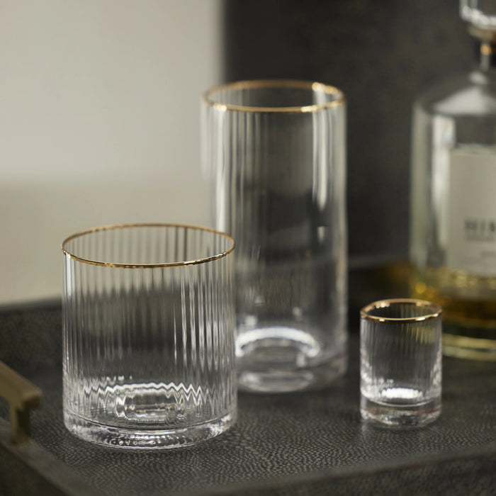 Optic Rocks Glass with Gold Rim - Set of 12