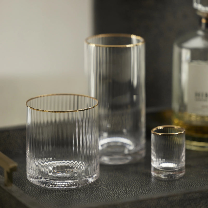 Optic Rocks Glass with Gold Rim - Set of 12