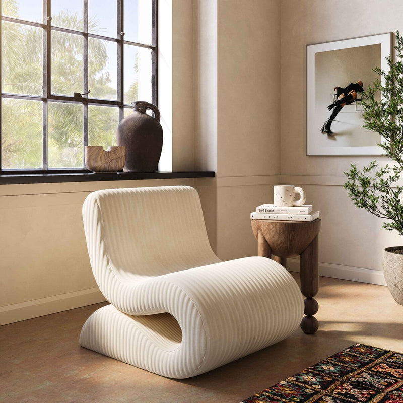 Selene Cream Oversized Corduroy Accent Chair