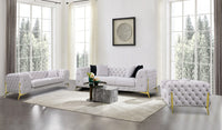 Bronte Light Beige Velvet Transitional Sofa Set