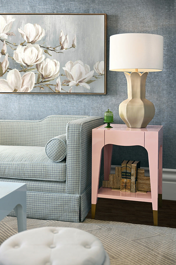 Julia 20" Pink & Gold Nightstand/Accent Table