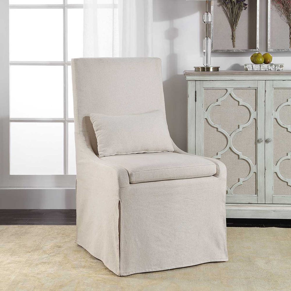 Hazel Armless Off White Linen Chair