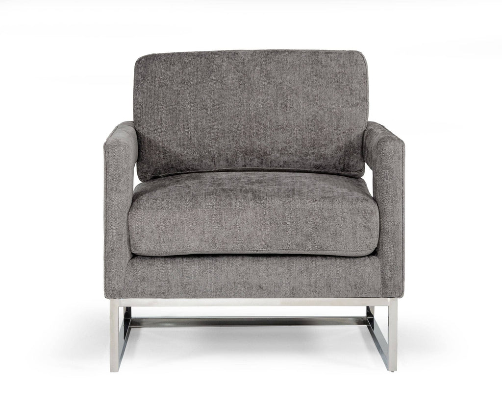 Glimer Modern Dark Grey Fabric Accent Chair
