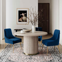 Prado Blue Velvet With Gold Frame Chair - Luxury Living Collection