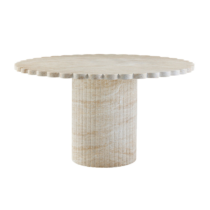 Petals Washed Travertine Finish Indoor / Outdoor 54" Round Dining Table