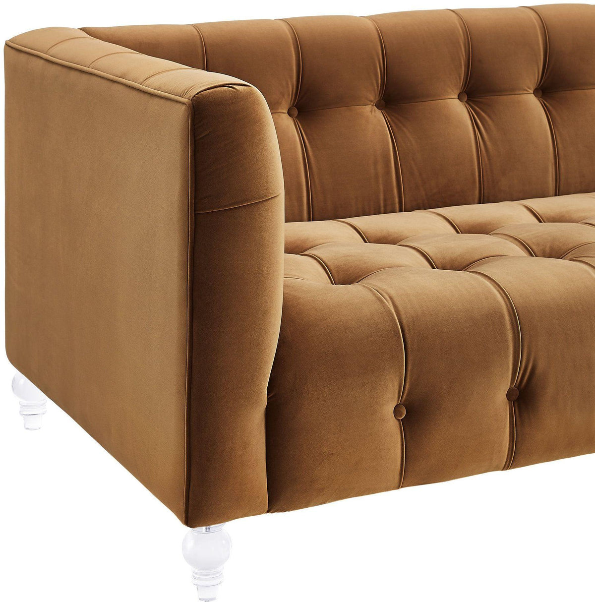 Belgravia 90.6” Cognac Performance Velvet Sofa