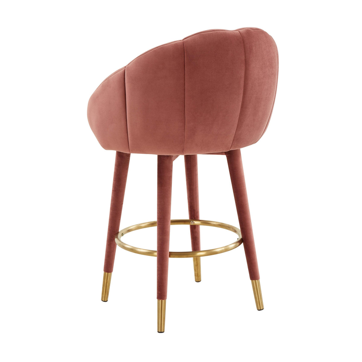Morant Performance Salmon Velvet Swivel Counter Stool - Luxury Living Collection