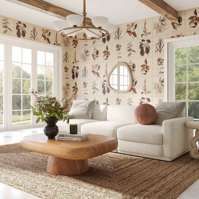 Arabella 95.7" Cream Chenille Modular Sofa