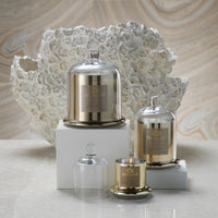Apothecary Golden Beach Scented Gold Candle with Glass Dome - Set of 4 (2 Sizes Available)
