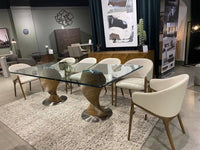 Claude Cream Fabric and Walnut Arm Dining Chair