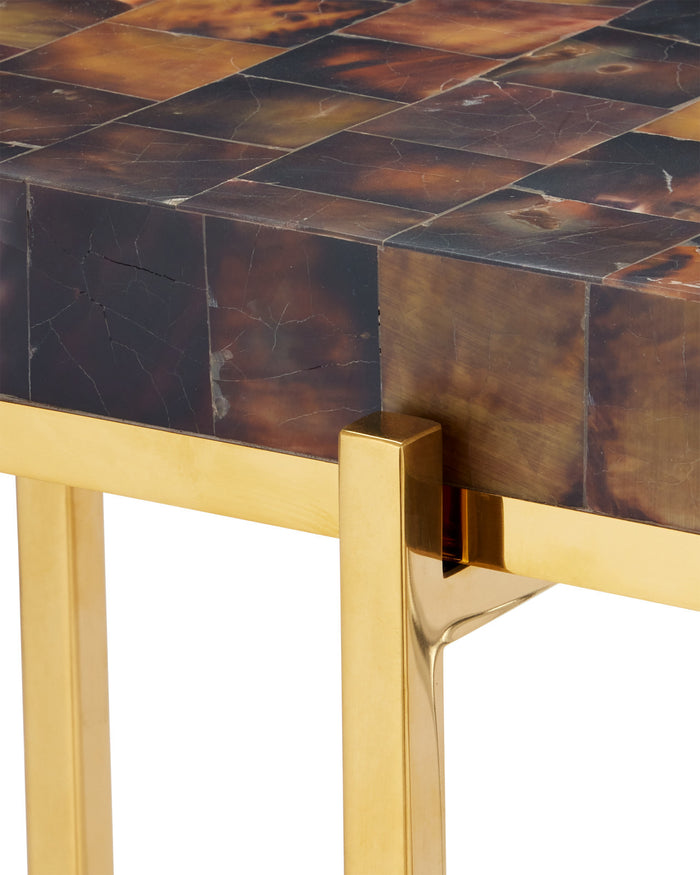 Theodora Mosaic Shell Brown & Brass Martini Table