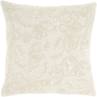 Delilah Ivory Velvet 20" Hand-Beaded & Sequined Throw Pillow