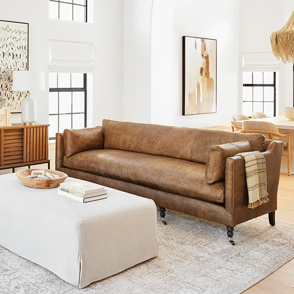 Blaise 90" Cocoa Leather Cloud Sofa