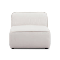 Travie White Sand Performance Corduroy Velvet Armless Chair