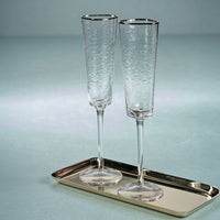 Aperitivo Triangular Champagne Flute with Platinum Rim - Set of 12