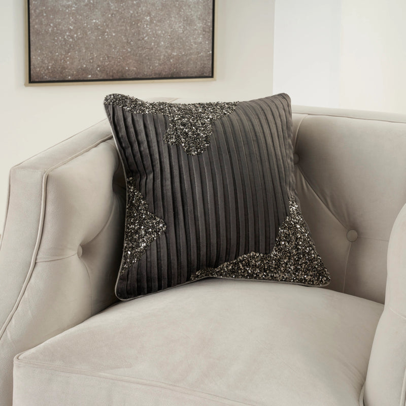 Juni Charcoal & Pewter Throw Pillow (2 Sizes Available)