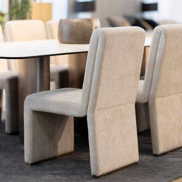 Alodia Modern Beige & Gold Dining Chair (Set of 2)