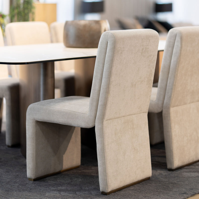 Alodia Modern Beige & Gold Dining Chair (Set of 2)