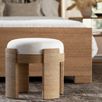 Faye Natural Performance White Weave Ottoman