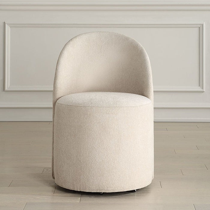 Modern Light Sand Rolling Dining Chair (With Casters)