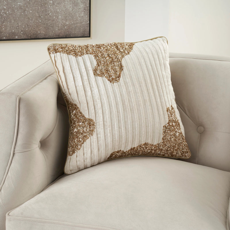 Juni Ivory & Gold Throw Pillow (2 Sizes Available)