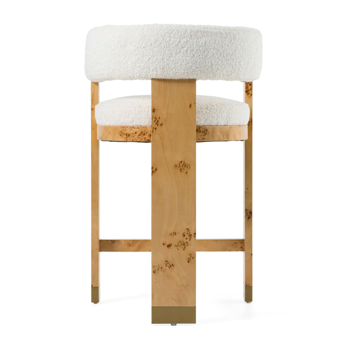 Bernadette Modern Cream & Burl Counter Stool