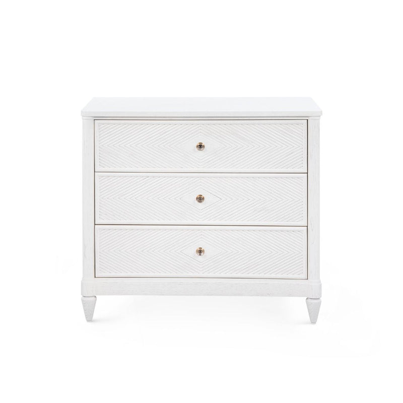 Feona Soft White Glazed 3 Drawer Nightstand