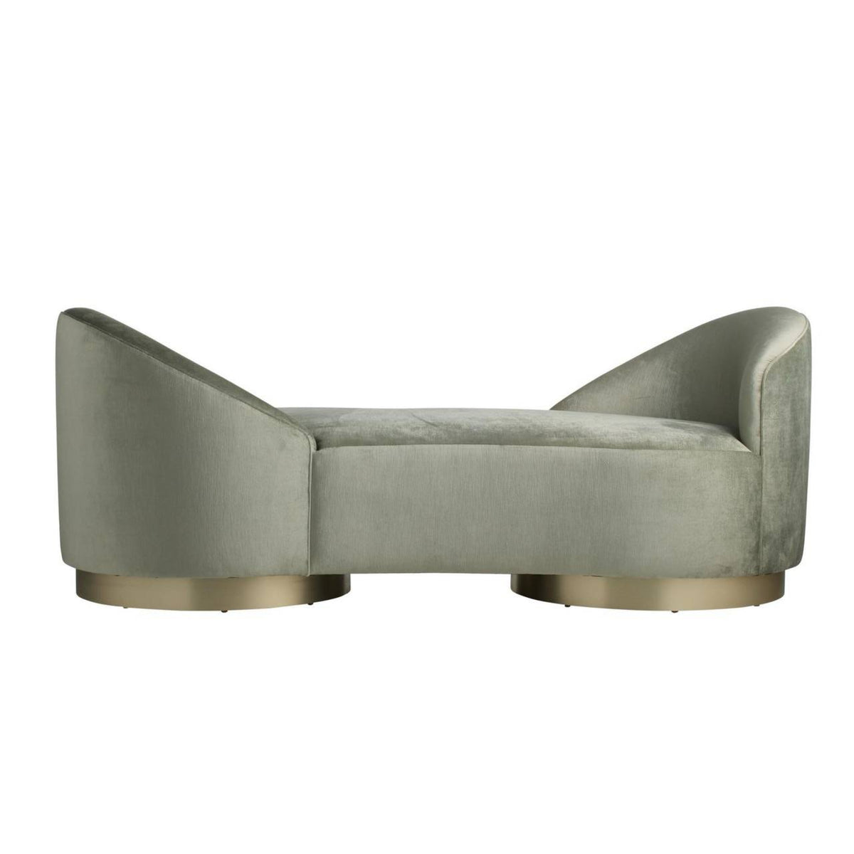 Selene 76" Performance Sage Green Velvet Fabric & Champagne Chaise