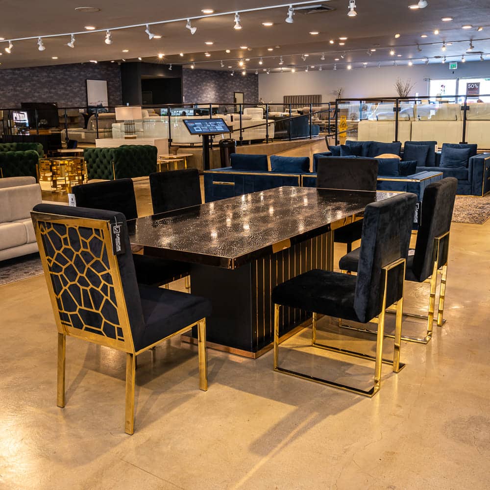 Dhana Modern Black Velvet & Gold Dining Chair