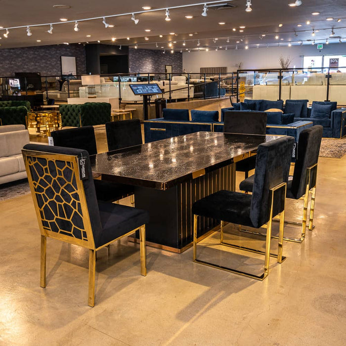 Dhana Modern Black Velvet & Gold Dining Chair