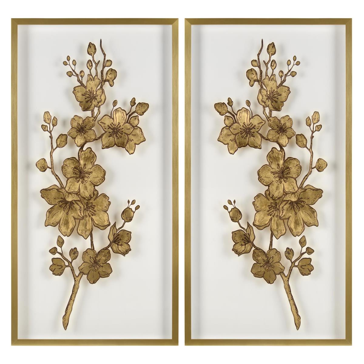 Blossom Gold Leaf Acrylic Shadow Box I -  Wall Art