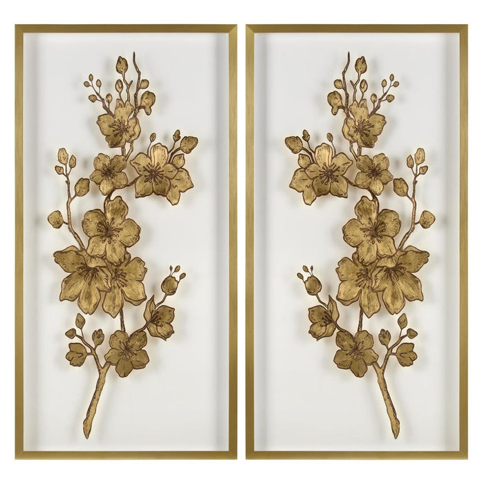 Blossom Gold Leaf Acrylic Shadow Box I -  Wall Art