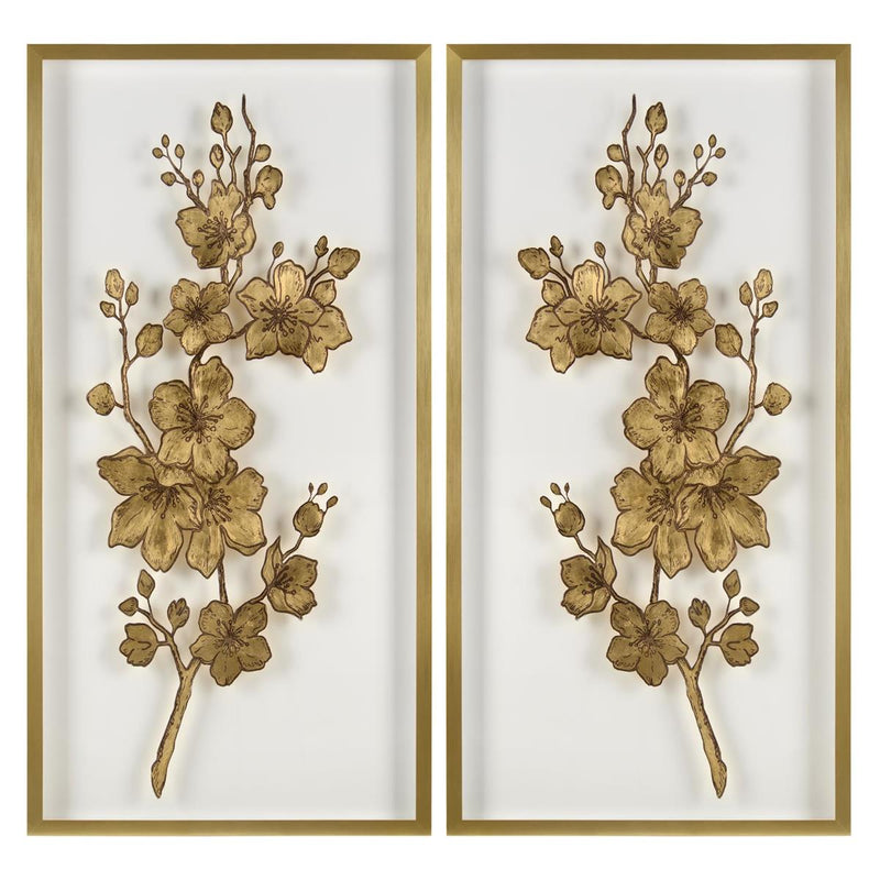 Blossom Gold Leaf Acrylic Shadow Box I -  Wall Art