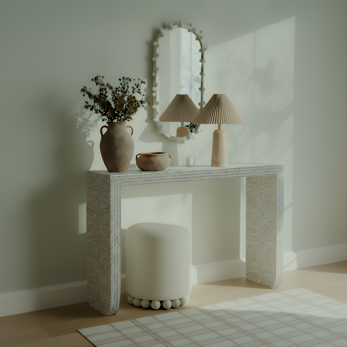 Claude 47" Cream Capiz Shell Console Table