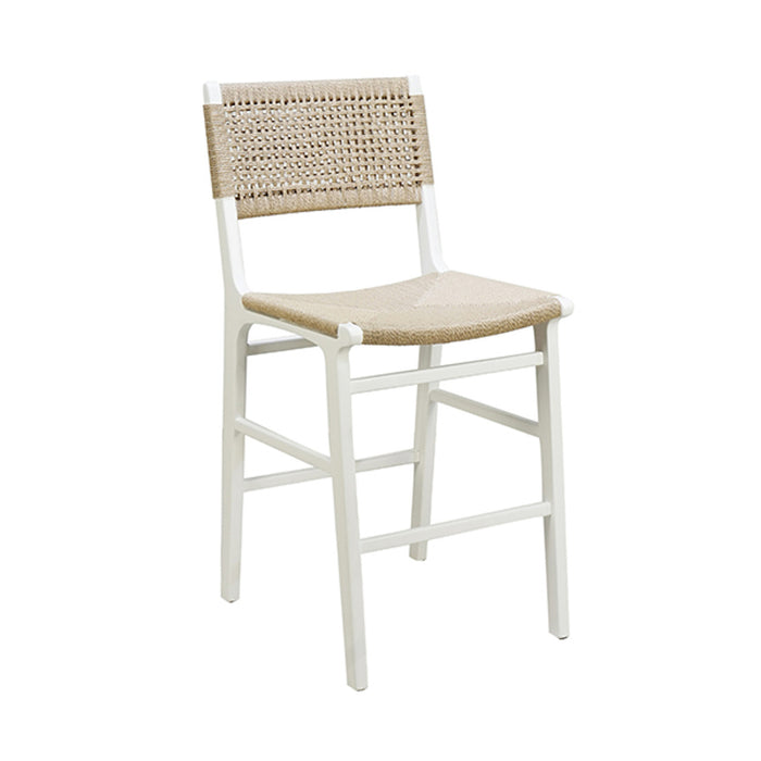 Charlotte White & Woven Counter Stool