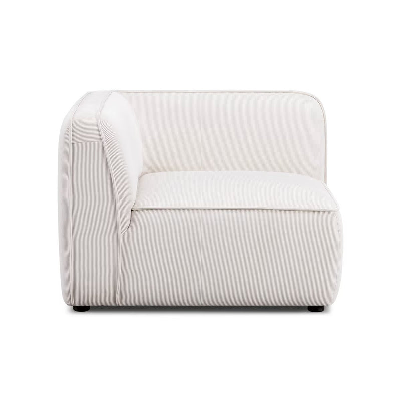 Travie White Sand Performance Corduroy Velvet Corner Chair