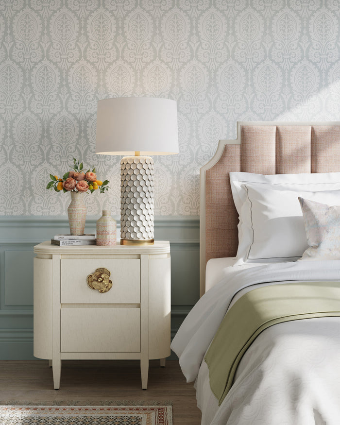 Fleur 28" White & Gold 2 Drawer Nightstand