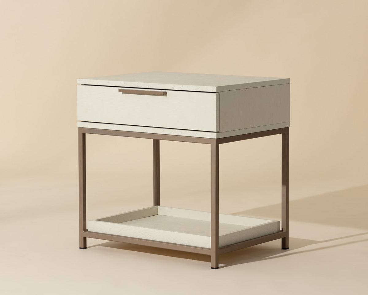 Rebel 23.5" Cream Oak & Gold Nightstand