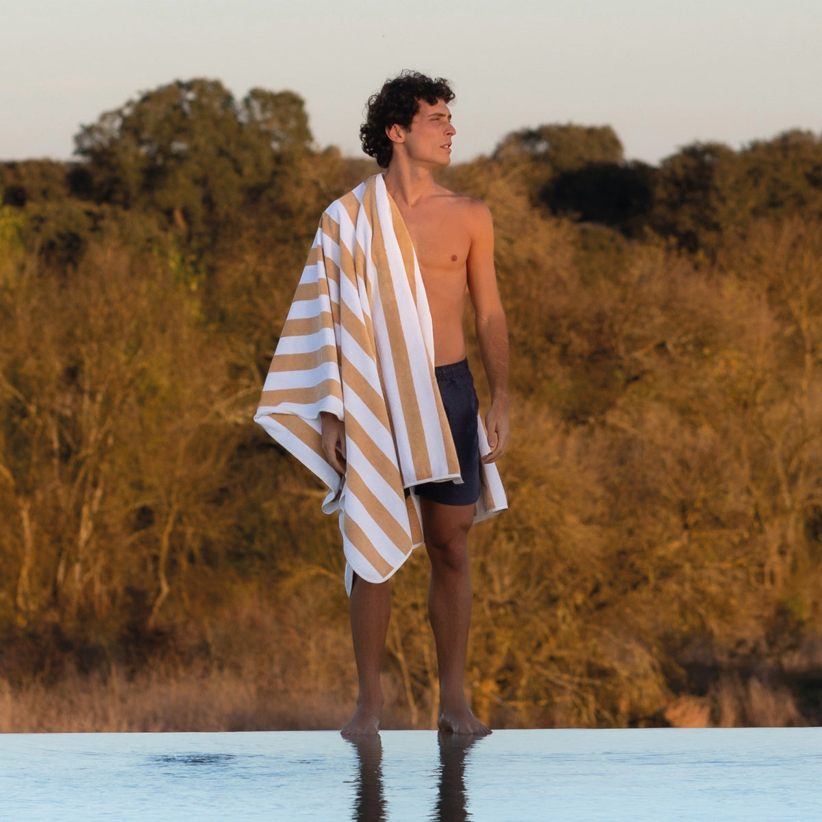 Aveiro Sea Mist Striped 100% Egyptian Cotton Luxury Beach Towel