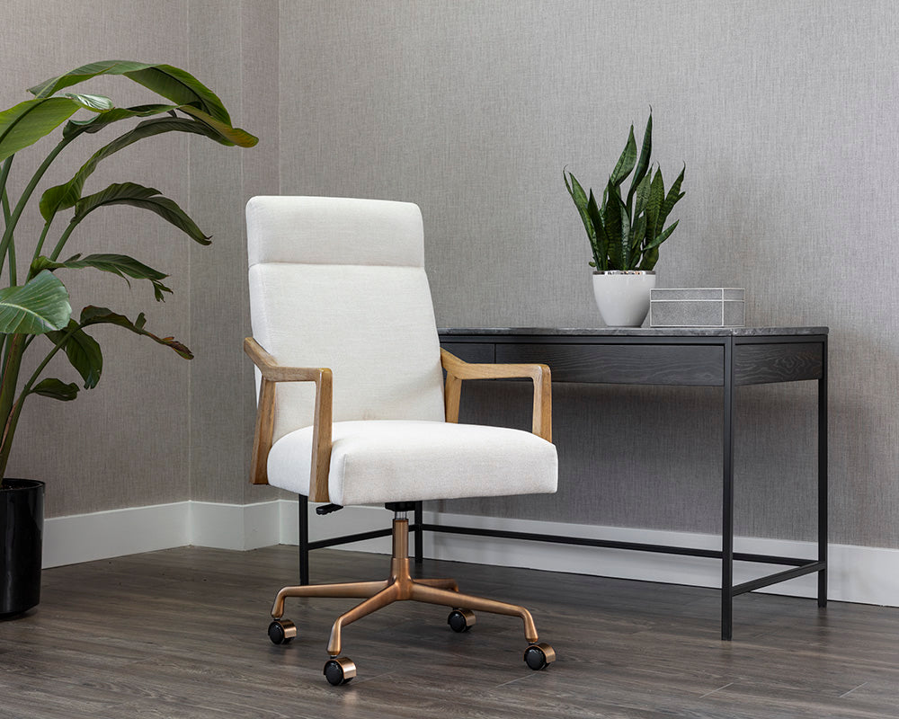 Collin Ivory Tweed & Gold Desk Chair