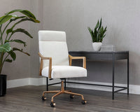 Collin Ivory Tweed & Gold Desk Chair