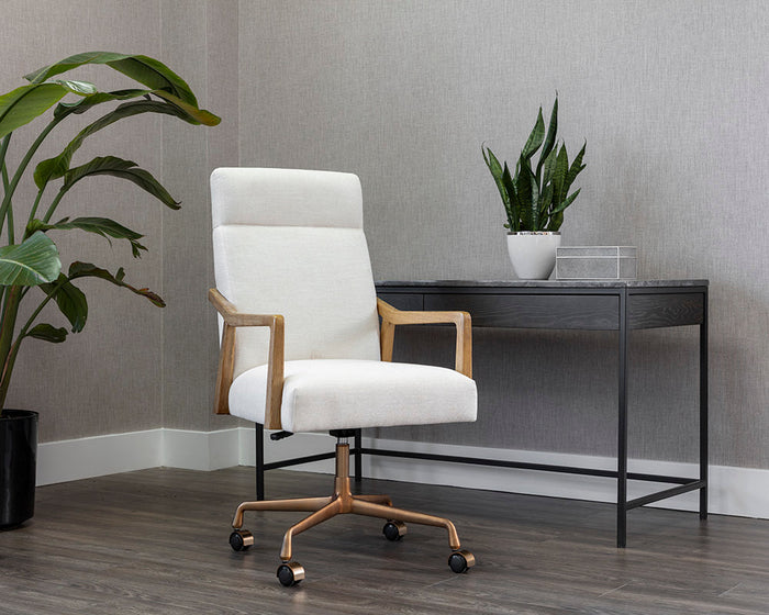 Collin Ivory Tweed & Gold Desk Chair