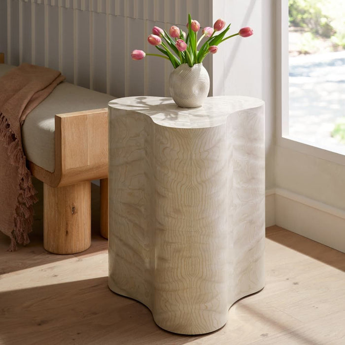 Jojo Light Beige Burl Oak End Table