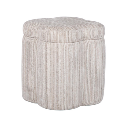 Grace 14.2" Cream Chenille Storage Ottoman