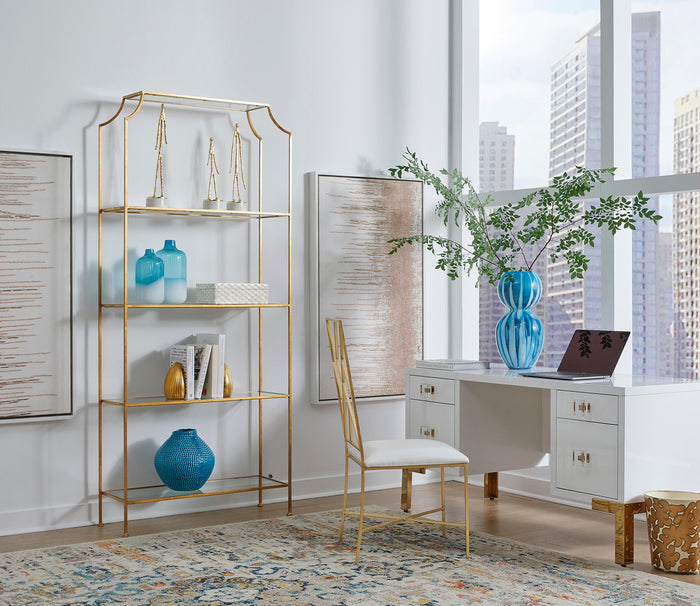 Camilla White Desk with Acrylic & Gold Accents