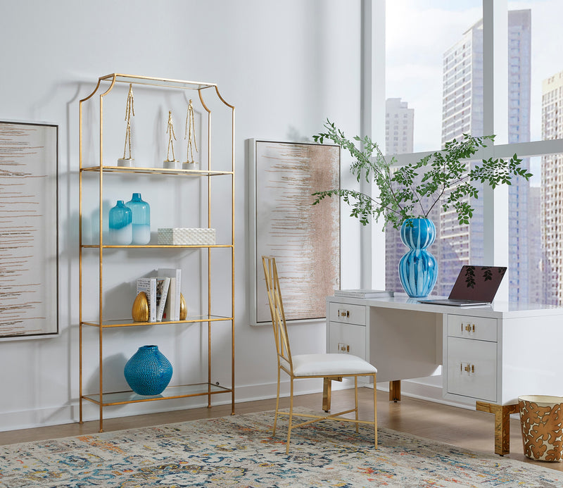 Camilla White Desk with Acrylic & Gold Accents