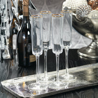 Tall Champagne Flute with Gold Rim - Set of 12