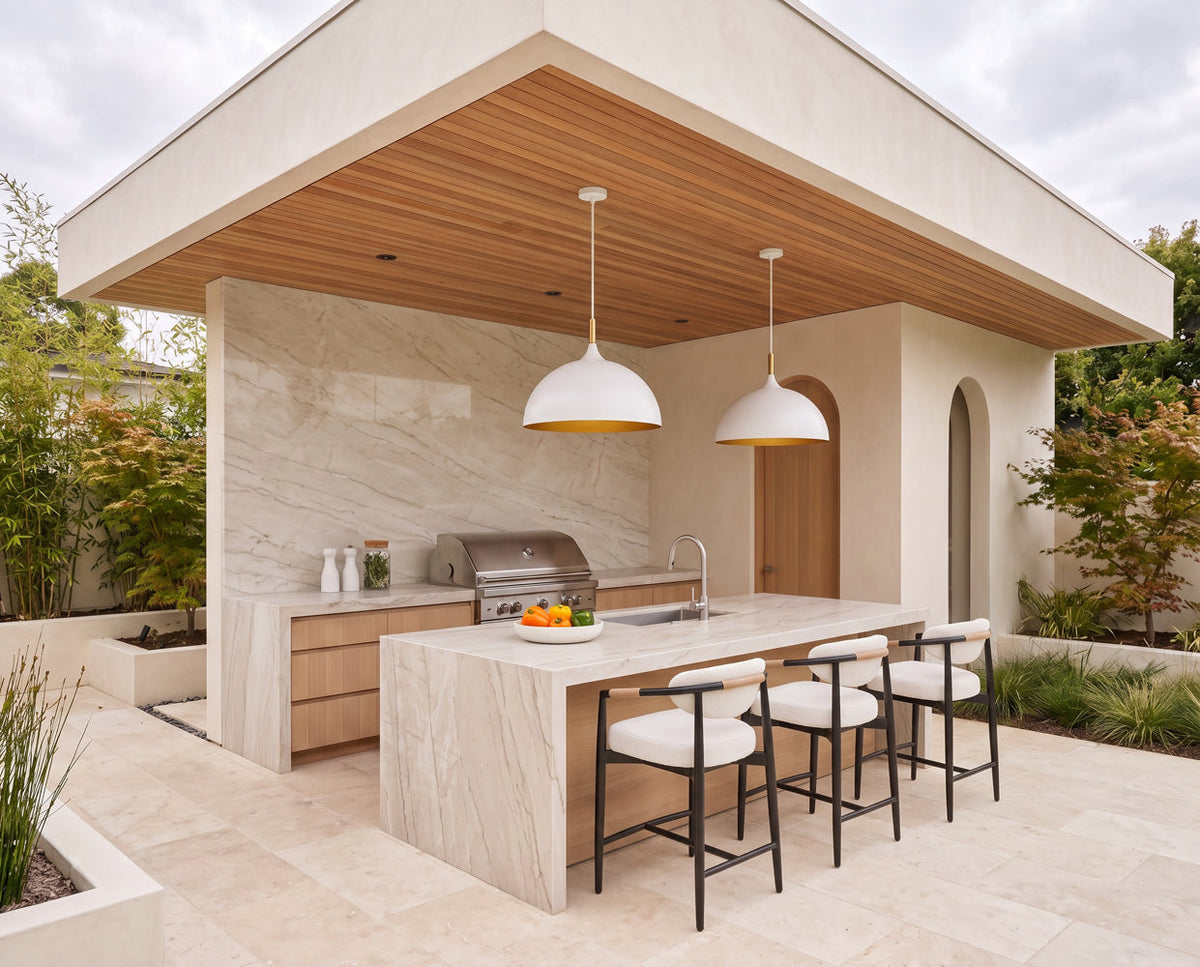 Marita Cream & Black Indoor/Outdoor Counter Stool